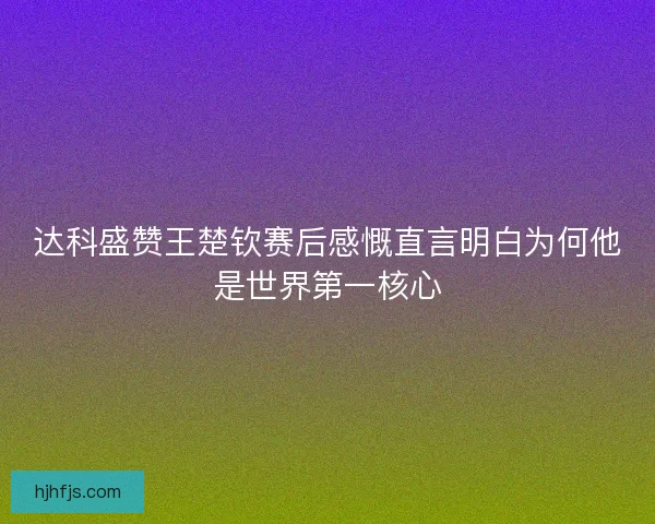 达科盛赞王楚钦赛后感慨直言明白为何他是世界第一核心